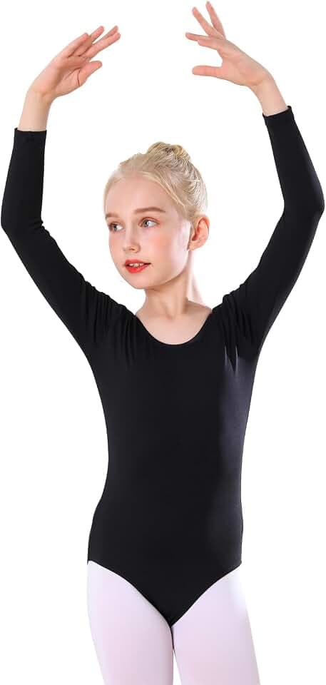 Bezioner Ballettkleidung Mädchen, Kinder Ballett Trikot Ballettanzug Lange Ärmel TanzBody for 3-12 Jahre