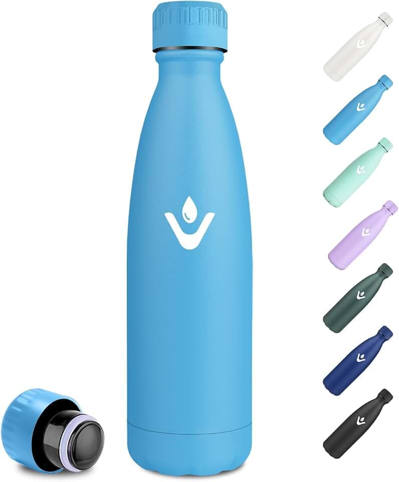 Thermosflasche 500ml, Trinkflasche Edelstahl BPA-frei, Isolierflasche Auslaufsicher, Trinkflasche Kohlensäure, Vakuum Trinkflasche Isoliert für Sport, Uni, Büro, Outdoor, Fitness, Schule, Wandern