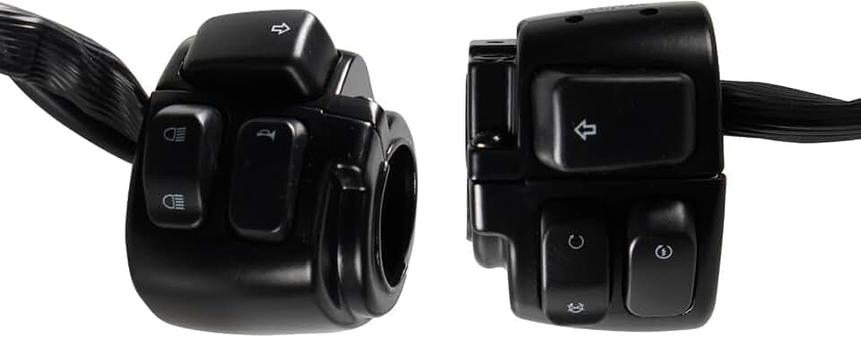 BHB Motorcycle 1" Handlebar Switches Control and Wiring Harness Compatible with Harley Softail 1996-2012 Dyna Sportster V-Rod (Black)