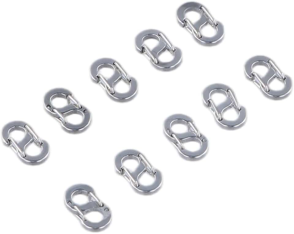 10 Stück Mini Karabiner Schlüsselanhänger, Karabiner Klein Mit Doppelter öffnung, Geeignet Für Reißverschlüsse, Taschenanhänger, Schlüsselanhänger(12mmx6mm, Stahlfarben)