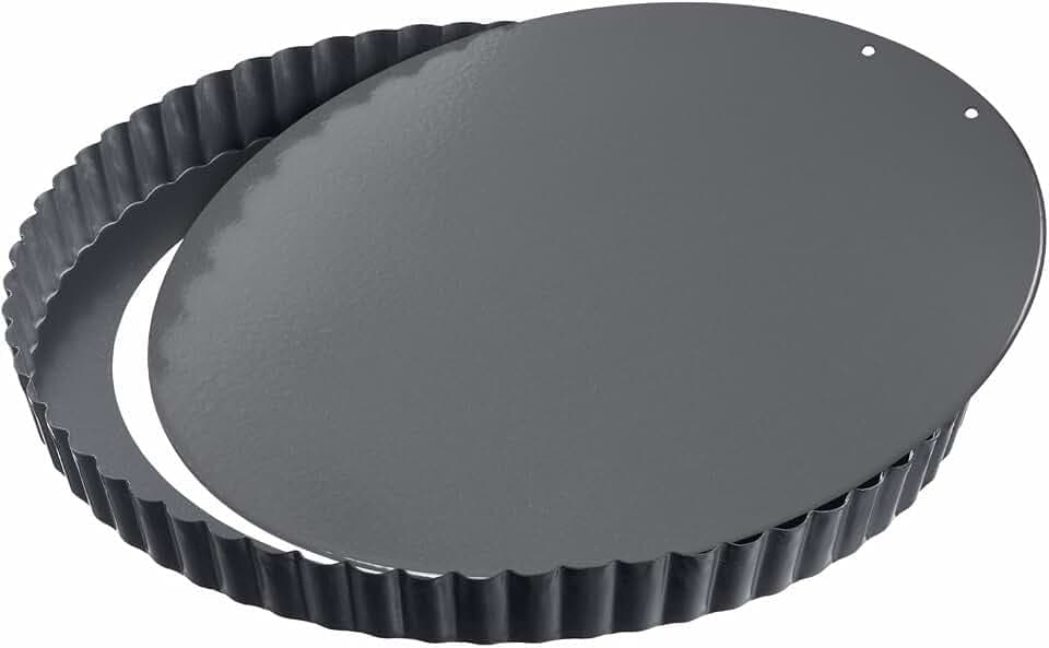 Original Kaiser La Forme Plus Tarteform mit Hebeboden 28 cm, Quicheform antihaftbeschichtet, herausdrückbarer Emailleboden, schnittfest, servierfertig