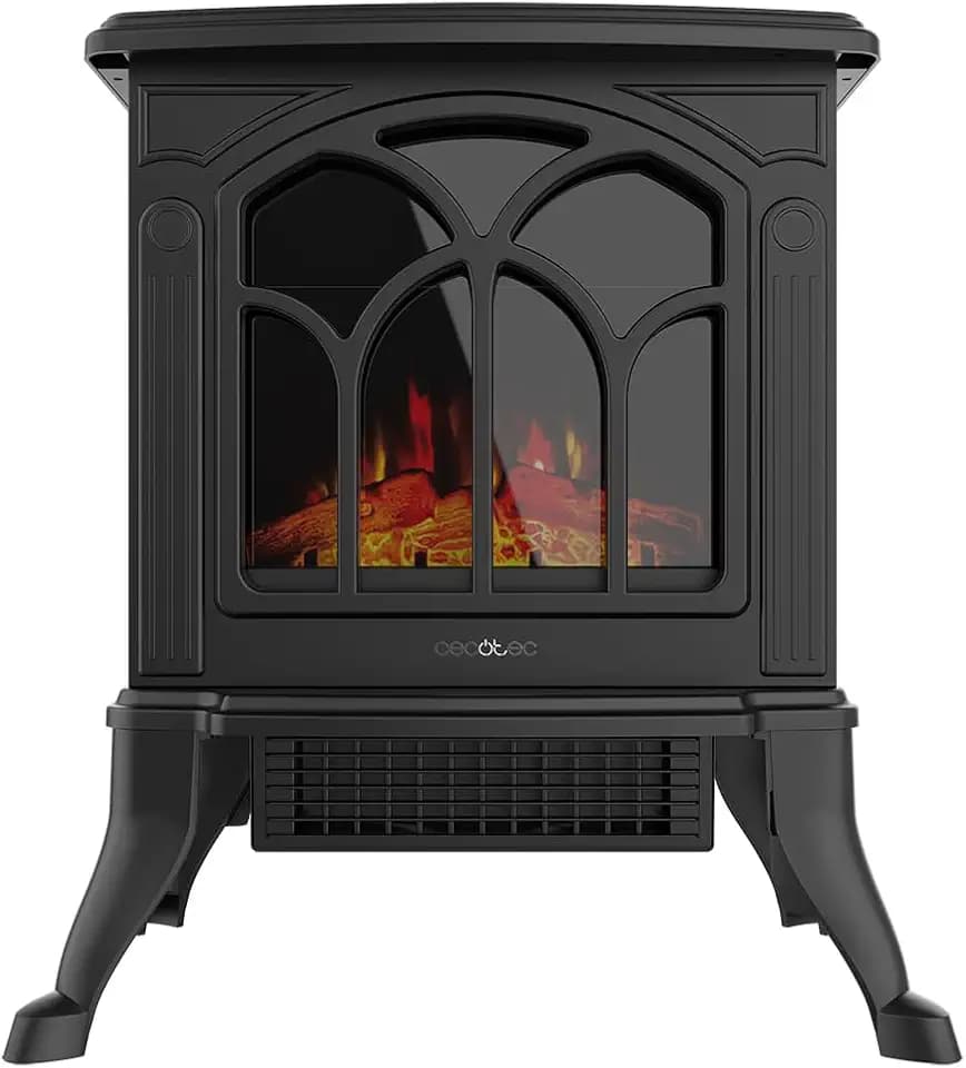 Cecotec Elektrischer Standkamin ReadyWarm 1500 Flames. 1500 W, 2 Leistungsstufen, Einstellbarer Thermostat und unabhängige Flammensteuerung, Abdeckungsbereich 20 m2