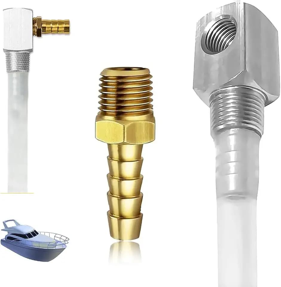 12" Marine Fuel Tank Pickup Tube with Strainer, Fit Standard Universal Boat Fuel Gas Tank Replaces Part 7-0948, Polyethylene Fuel Withdrawal Tube with Brass Barb Connector