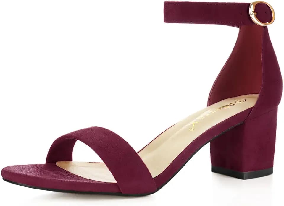 Allegra K Damen Sandalen mit Offener Zehenpartie Blockabsatz Knöchelriemen