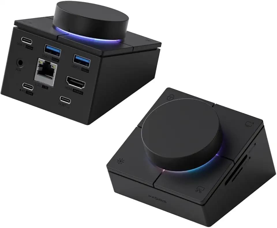Hagibis Knob USB C Hub with Shortcut Buttons, RGB Type-C Docking Station with 4K@60Hz HDMI, 100W PD, 5Gbps USB-C, 2 USB3.0, 2.5G RJ45, AUX, SD3.0, Micro SD3.0 for MacBook iPad Pro Laptop (Black 2.5G)