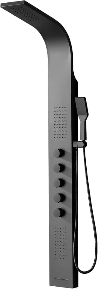 BWE Black Shower Tower Multifunction Shower Panel System