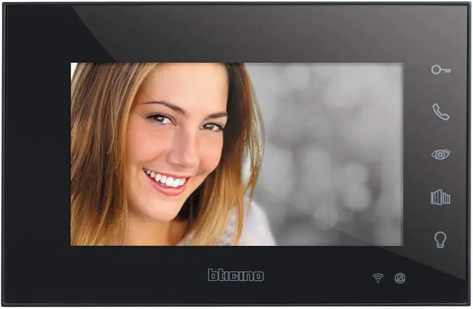 Bticino 332855 WLAN-Video-Türsprechanlage, Smart, 2 Drähte, 7 Zoll Farbdisplay mit Freisprecheinrichtung, Plug-In-Stecker, Touchscreen, App-Steuerung, ideal als zweites Display für Zweifamilienhäuser,