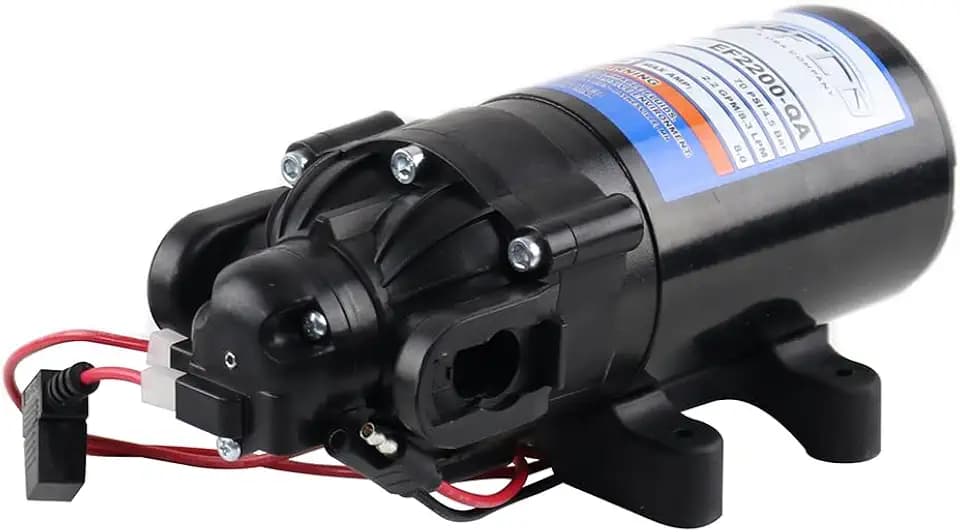 Everflo EF2200-QA-BOX 2.2GPM 12V Diaphragm Pump-Quick Attach Port, Black