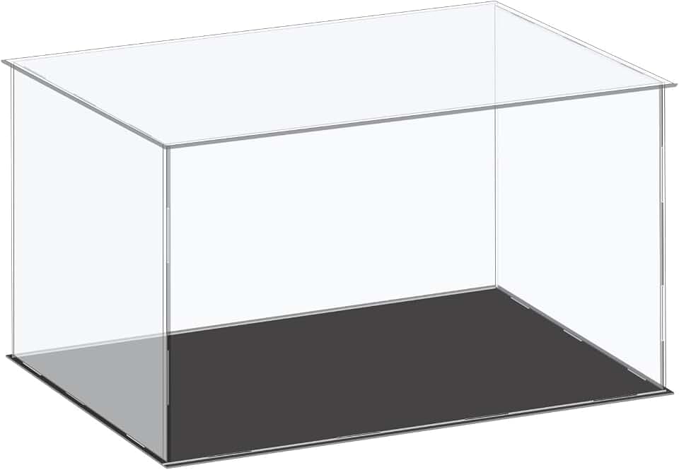 sourcing map Acryl-Vitrine, Kunststoffbox, Würfel-Aufbewahrungsbox, transparent, klein, staubdicht, 41 x 31 x 25,5 cm, für Sammlerstücke