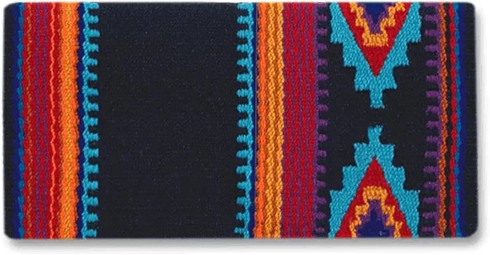 Mayatex 1461-7 Firecracker 36x34 New Zealand Wool Saddle Blanket Black/Turq/Orange 36X34