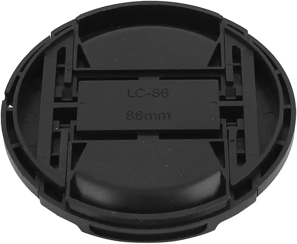 Ruilogod Black Plastic 86mm Digital SLR Camara Clip-on Lens Cap Cover w Cord