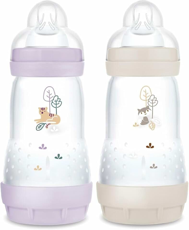 MAM Easy Start Anti-Colic Flasche 2+ Monate, 260 ml, Flieder + Sand, 2 Stück