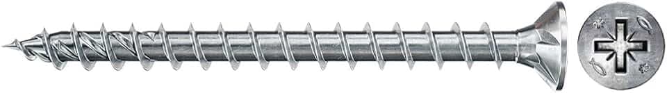fischer PowerFast II CZF 6,0 x 60, Spanplattenschraube (100 Stk.) mit Vollgewinde, Senkkopfschraube mit Kreuzschlitz, Schraube für Holzverarbeitung, reduziert Einschraubwiderstand & Einschraubzeit
