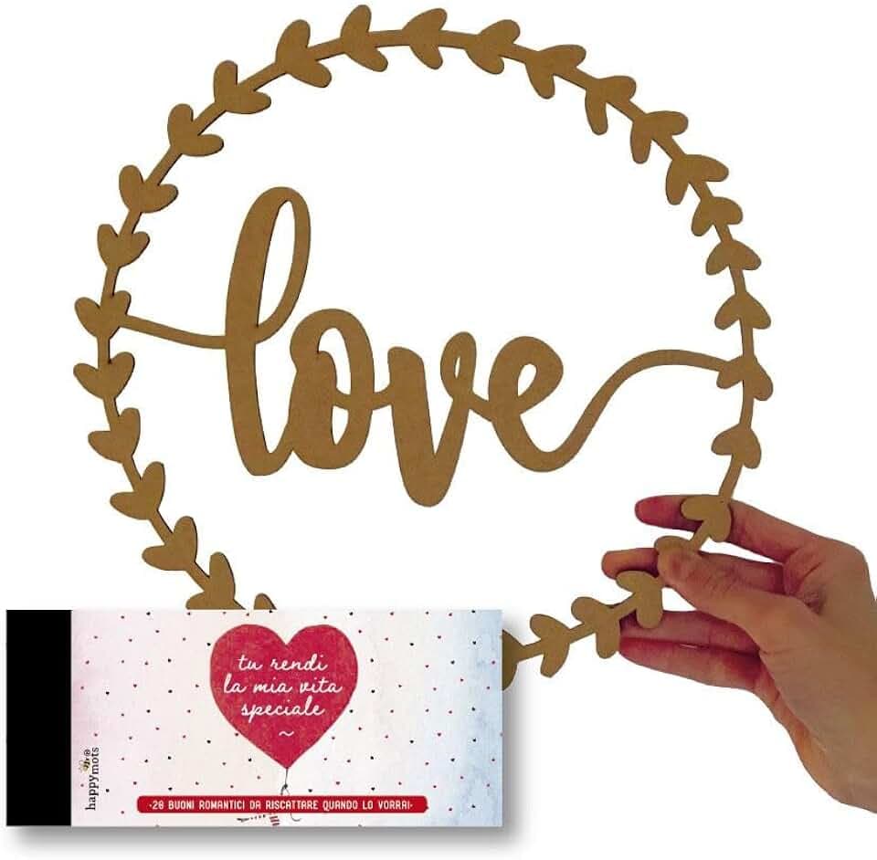 HappyMots Valentinstag Geschenk für Sie oder Ihn | 1 Packung mit romantischen Schecks + Krone Love | Wird in einer schönen Spezialbox für Verliebte geliefert