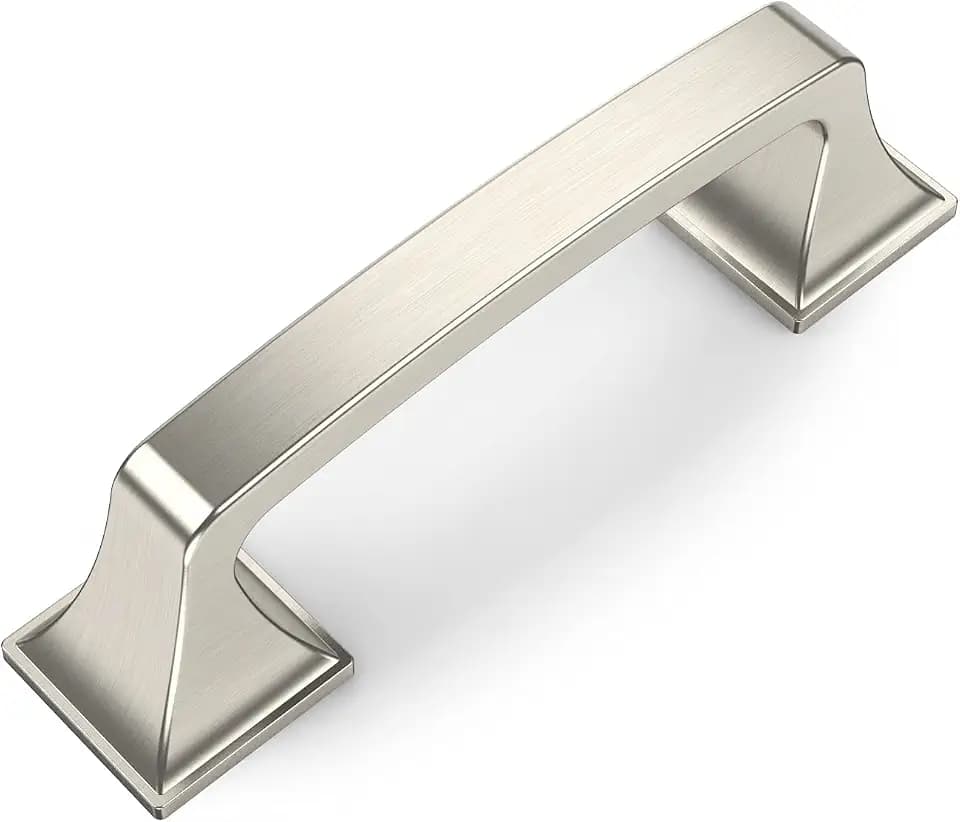 Amerdeco 10 Pack Brushed Satin Nickel 3 Inch(76mm) Hole Centers Kitchen Cabinet Pulls Hardware Kitchen Handles for Cabinets Cupboard Handles Drawer Pulls