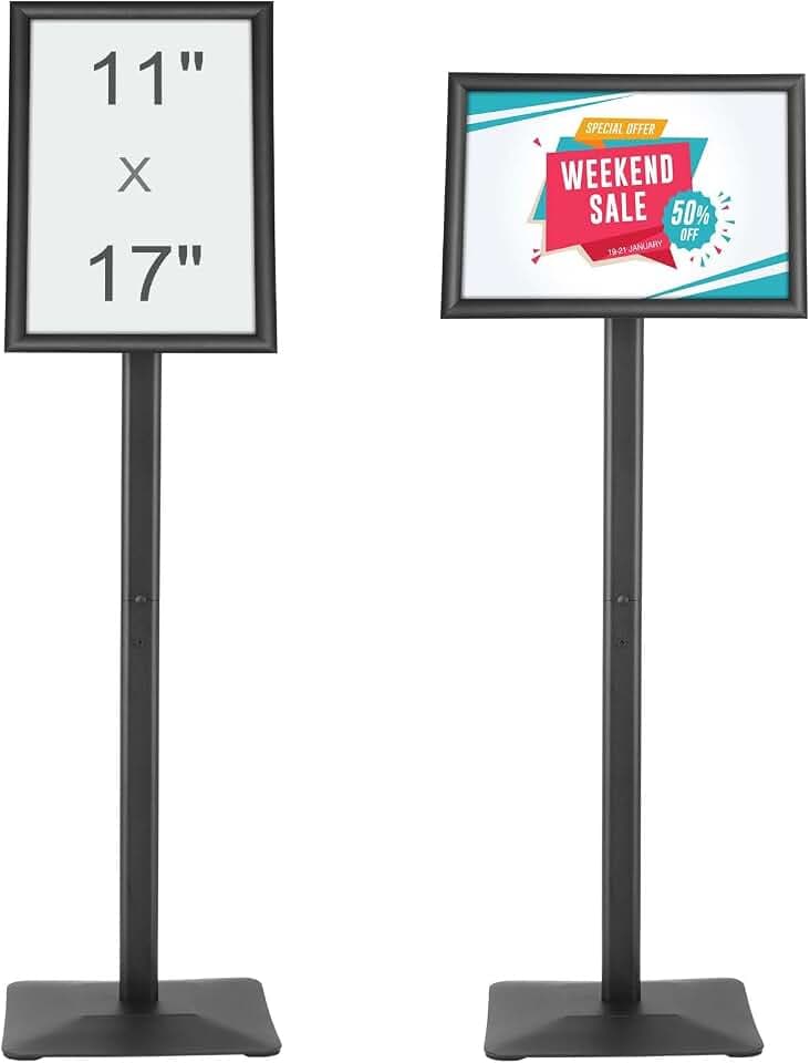 VEVOR Informationsständer mit Metallsockel 420 x 297 mm Infoständer Verstellbarer Blickwinkel per Drehknopf Posterständer, Robuster Bodenstehender Schilderhalter Aufsteller für Displays, Werbung