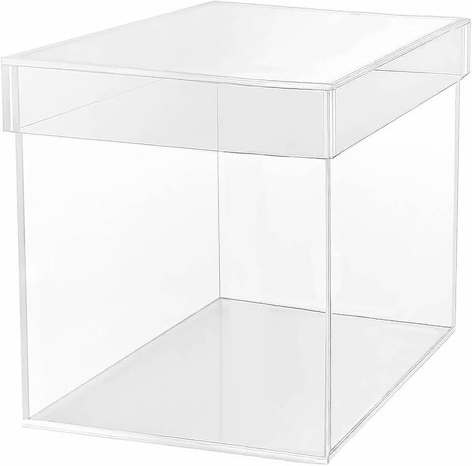 TUKA-i-AKUT 30x30x30cm Acrylbox 5-Seitig mit Deckel, Würfelform Acryl Schaukasten Transparente Geschenkbox, Präsentationsbox Vitrine für Museum Sammler Schmuck Kosmetik Deko Aufbewahrung, TKD8254