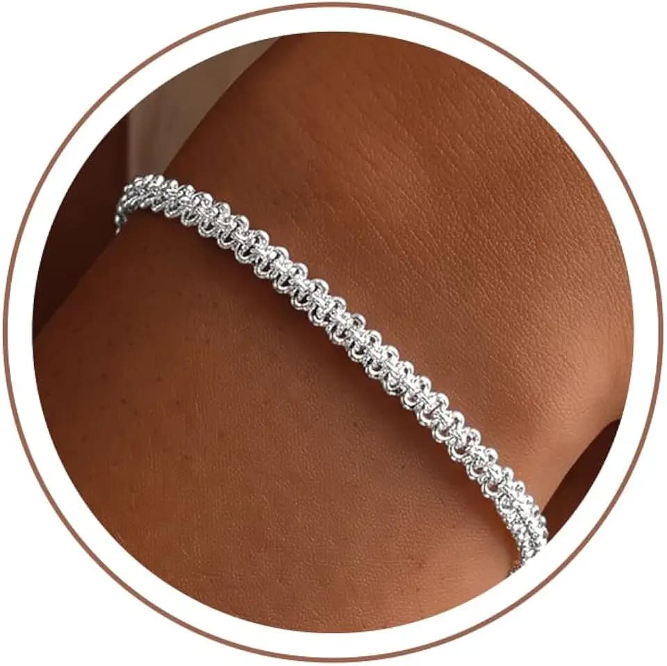 925 Sterling Silver Bracelet for Women，4.5mm Rope Bracelet Silver Chain
