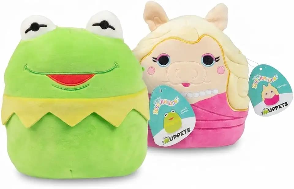 Squishmallows Original 8-Inch The Muppets Show Kermit & Miss Piggy (2 Pack) Official Jazwares Disney Plush - Collectible Soft & Squishy Stuffed Animal Toy - Gift for Kids, Girls & Boys