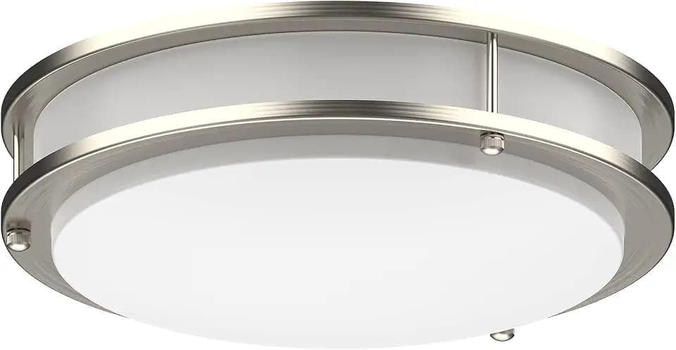 DYMOND LED Ceiling Light Fixture Flush Mount 4000K Natural Daylight Dimmable Surface Mount Brushed Nickel Ceiling Lamp for Kitchen, Hallway, Bathroom, Bedroom, Closet (12 Inch)
