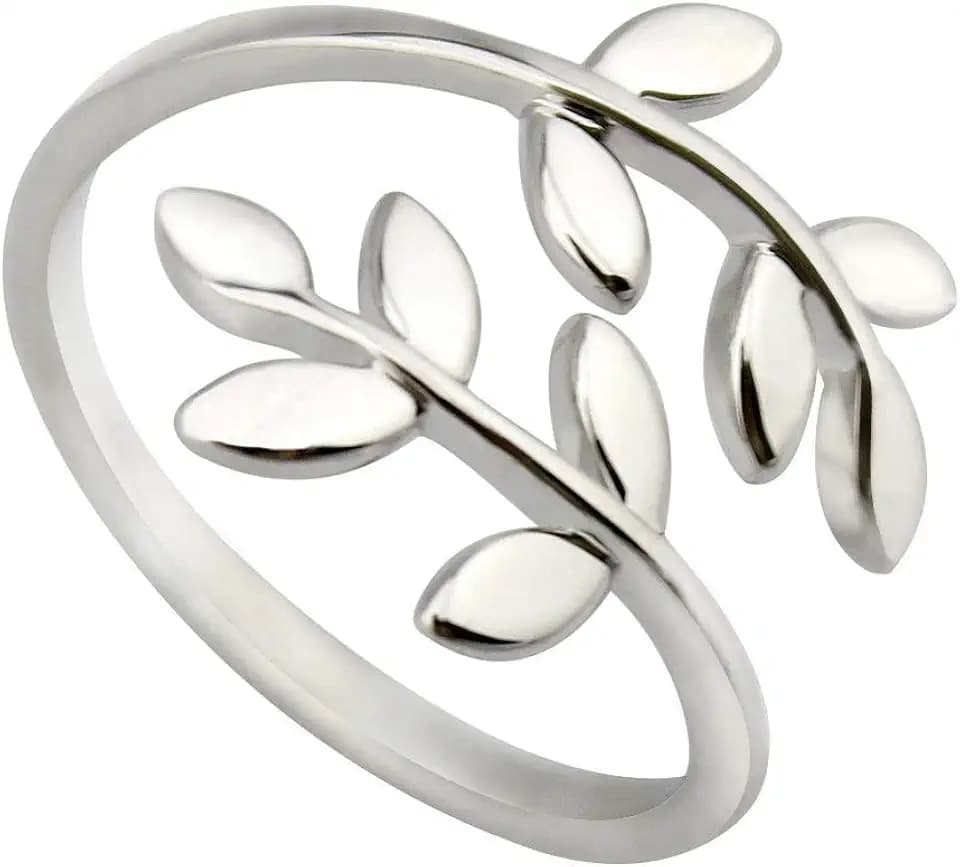 18k Stainless Steel Silver Gold Rose Gold Plated Leaves Leaf Laurel Adjustable Branch Ring Women Jewelry
