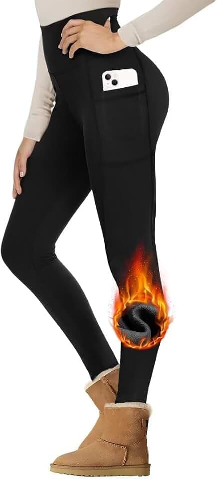 Gayhay Thermo Leggings Damen Gefütterte Winter mit Taschen für Sport Yoga