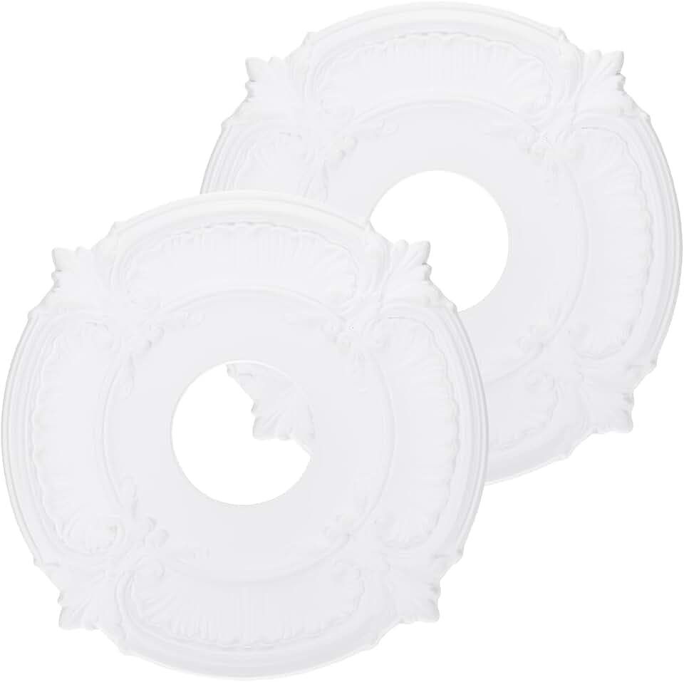 PATIKIL Deckenmedaillon 12"OD x 4"ID Deckenleuchten-Medaillon Weiß 2 Stück