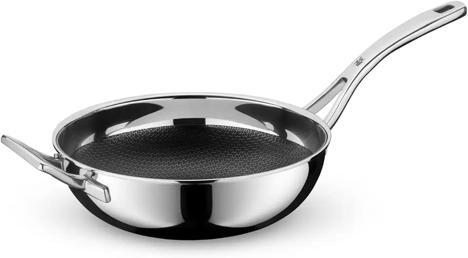 WMF Profi Resist Wokpfanne 28 cm, Wokpfanne Induktion, Mehrschichtmaterial vollbeschichtet, Wok Induktion, Wabenstruktur, Edelstahlgriff, backofenfest