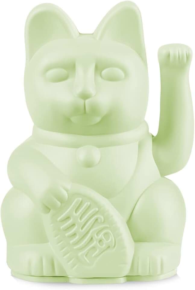 DONKEY Lucky Cat Mini | Light Green - Japanische Glücksbringer Winkekatze in Hellgrün, 9,8 cm hoch