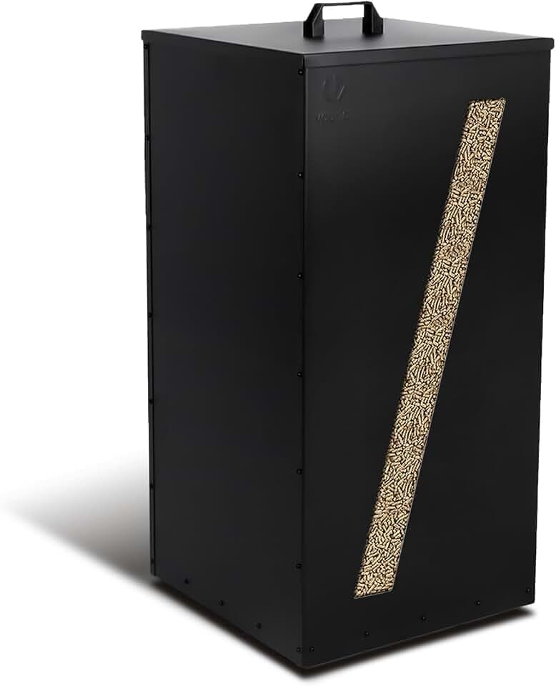 VOUNOT® Metall Pelletbehälter mit Sichtfenster 36x36x76 Pelletbox Schwarz