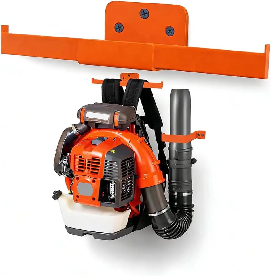 2 Pack Backpack Leaf Blower Hanger with Hose Holder, Heavy-Duty Orange Rack