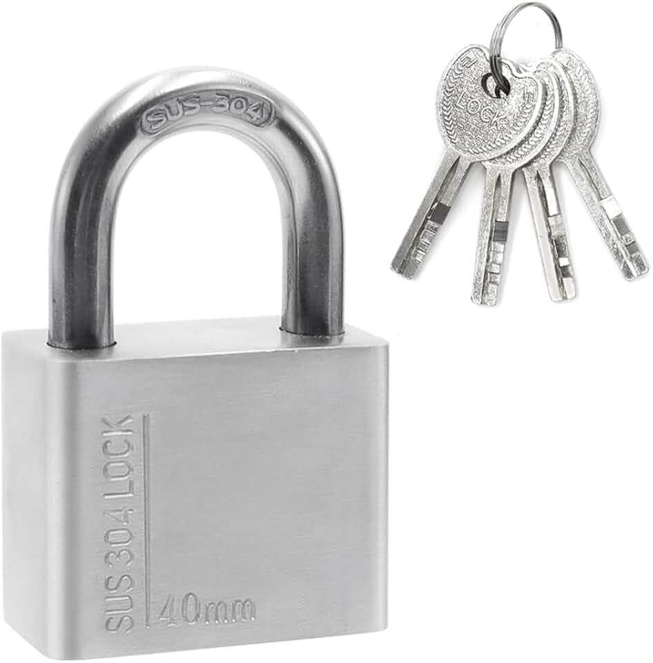 Vorhängeschloss Edelstahl 304 40mm 4 Schlüssel Garage/Zaun/Außen