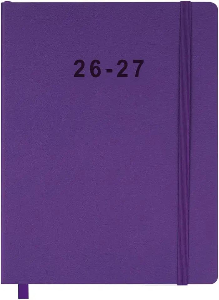 26-27 Academic Planner - Weekly and Monthly Planner, Jul 2026 - Jun 2027, Vegan Leather Cover, Elastic Closure, 8.5"x11", Purple