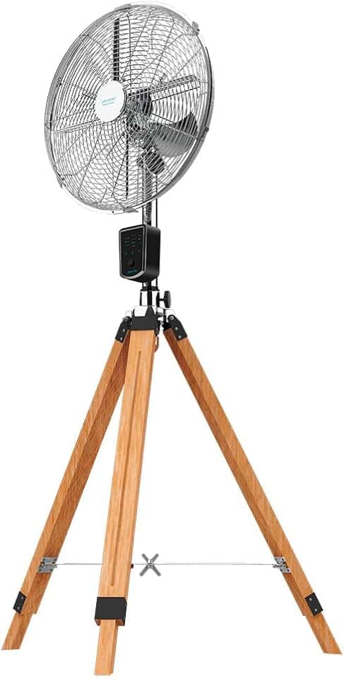 Cecotec Stativlüfter EnergySilence 1600 Woody Smart. 50 W, 4 Klingen von 16 Zoll, 40 cm Durchmesser, Kupfermotor, 3 Geschwindigkeiten, einstellbare Höhe 130 cm, Oszillation bis 80º, Fernbedienung