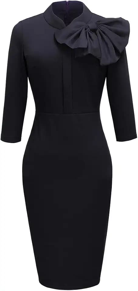 HOMEYEE Women's Vintage Bowknot 3/4 Sleeve Party Dress B244