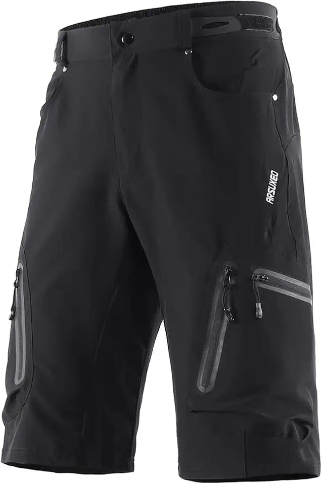 ARSUXEO Herren Radhose Loose Fit MTB Shorts Wasserabweisende Outdoor Sporthose mit 7 Taschen 1202