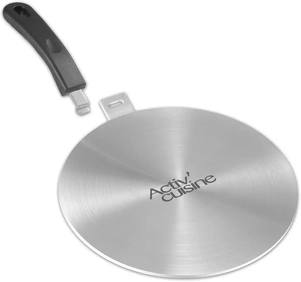 ACTIV CUISINE Induktion Adapterplatte 24 cm Induktionsadapterplatte mit abnehmbarem Griff Moka Induktionskochteller Adapter für die Verwendung von Kaffeekannen auf Induktionskochfelder Edelstahl