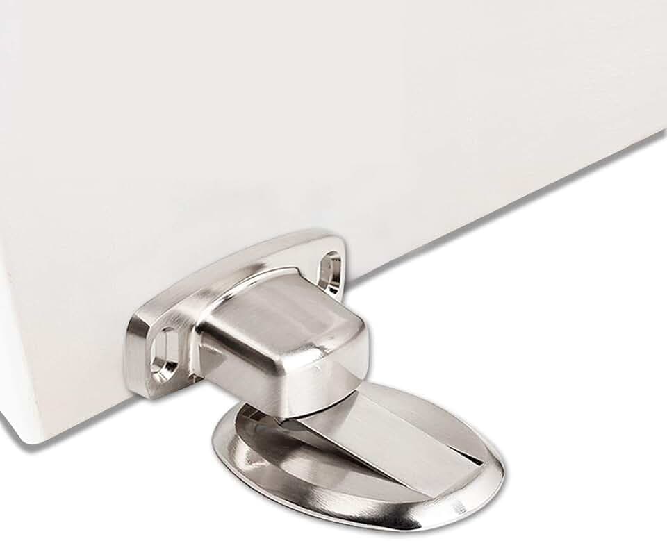 Metall Türstopper Türstopper Magnet Ohne Bohren Edelstahl Tür Stopper Boden, Türhalter (2 Stück,Silber)