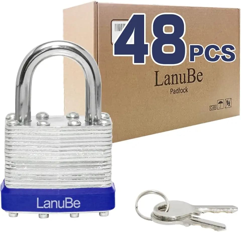 LanuBe Laminated Keyed Alike Padlock 48 Pack 1.6-in Wide Standard Shackle