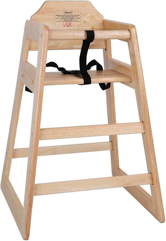 Bolero Langlebiger, sicherer Holzhochstuhl für Babys und Kleinkinder, Natürliches Finish, Sitzhöhe: 500 mm, Geeignet für Kinder bis zu 36 Monaten, Inklusive 3-Punkt-Gurt, DL900