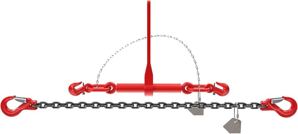 Dolezych Spannzurrkette PowerLash L-150, 6300 daN, 2-teilig, mit Gabelkopfhaken, 3,0 m Länge, Kette 10-8, schwarz/rot