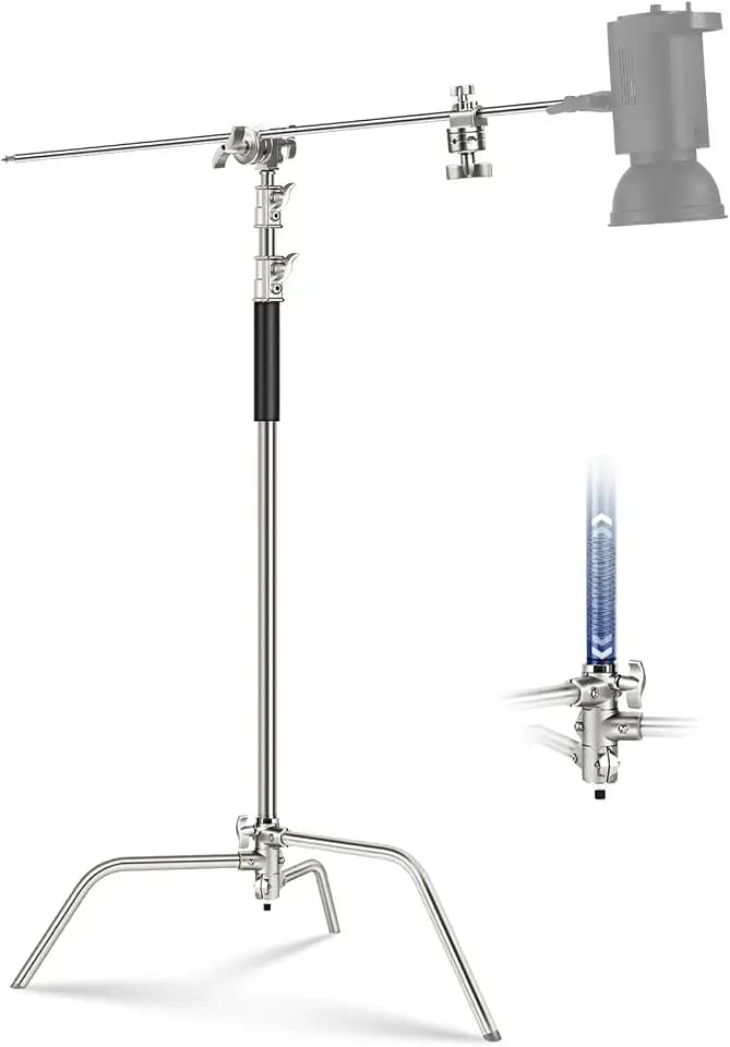 NEEWER BASICS 100% Stainless Steel Heavy Duty C Stand with Arm, SC320 Lite
