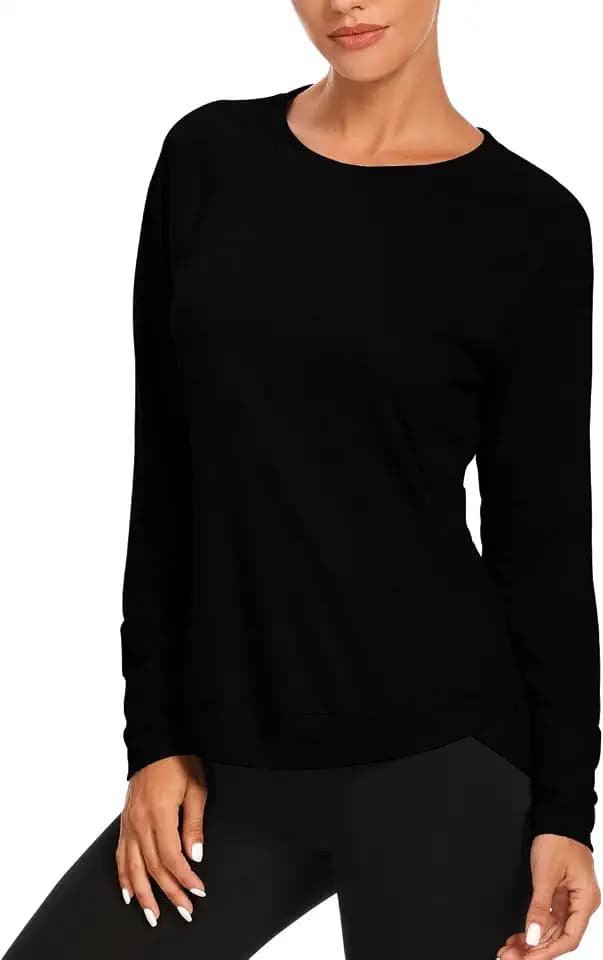 Womens Long Sleeve Workout Shirts Yoga Sports Running Shirt Gym Top