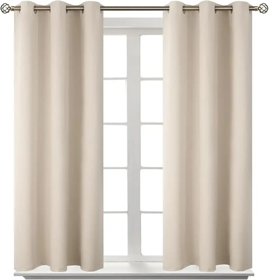 BGment Short Curtains for Small Window 45 Inch Long - Champagne 2 Panels