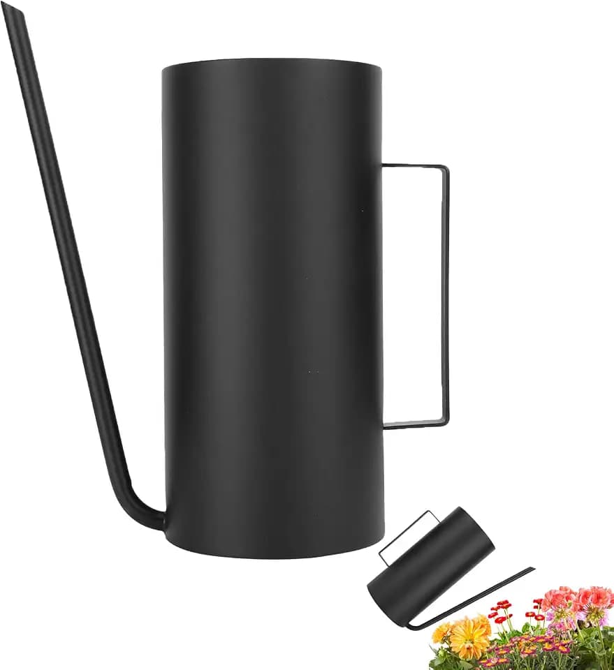 Gießkanne Metall 1.5L,Kleine Gießkanne für Zimmerpflanzen Schwarz