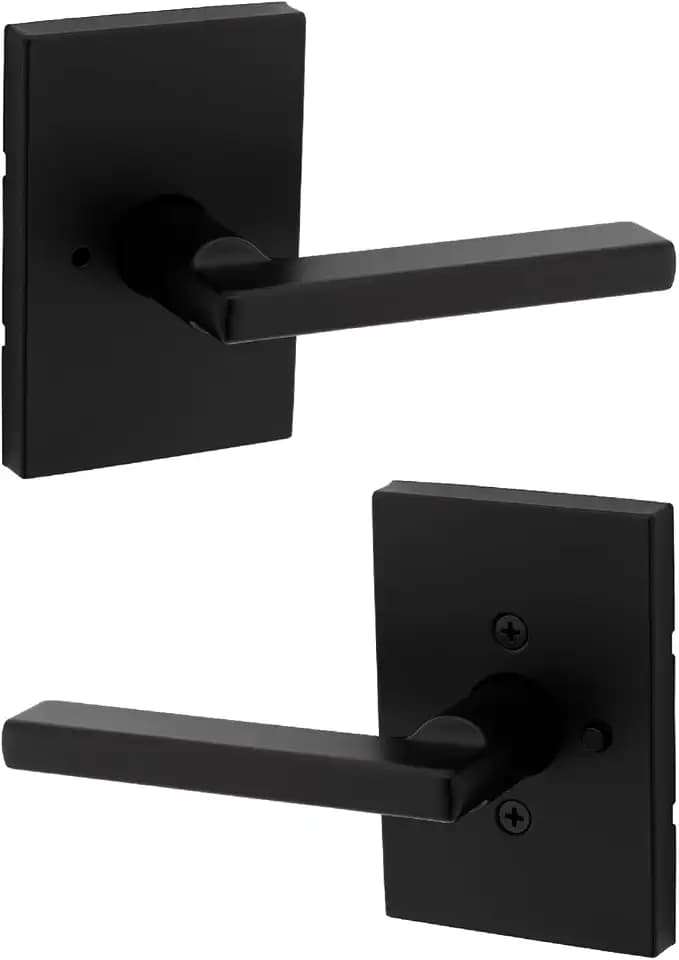 Kwikset Halifax Privacy Door Handle for Bedroom and Bathroom, Matte Black