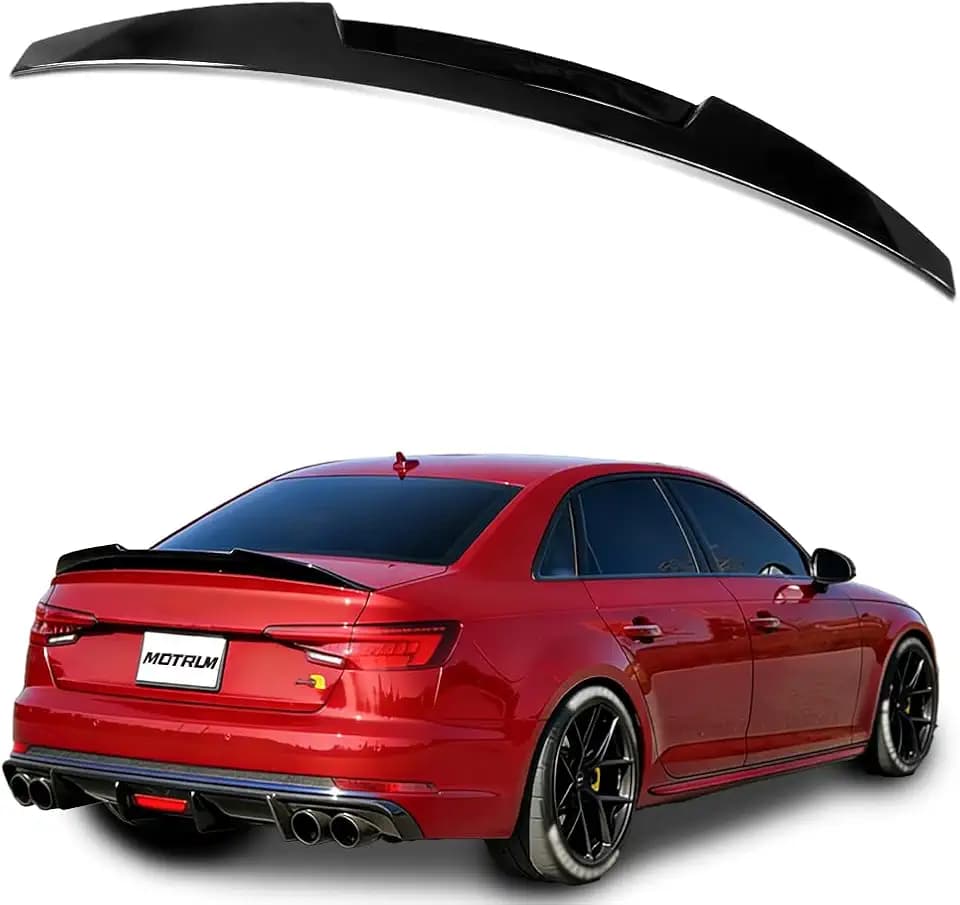 ABS Rear Spoiler Wing Compatible with Au-di A4 S4 B9 2017 2018 2019 2020 2021 2022 2023 2024 2025, [Glossy Black Style] Rear Trunk Spoiler Lip Tail Wing Rear Trunk Lid