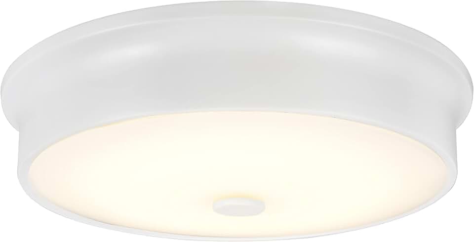 Aspen Creative 63005S-2 LED Small Flush Mount Ceiling Light Fixture, Contemporary Design in White Finish, Frosted Glass Diffuser, 12" Diameter