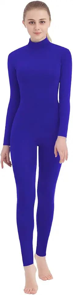 SUPRNOWA Full Body Unitard Turtleneck Spandex Footed/Footless Long Sleeve Unisex