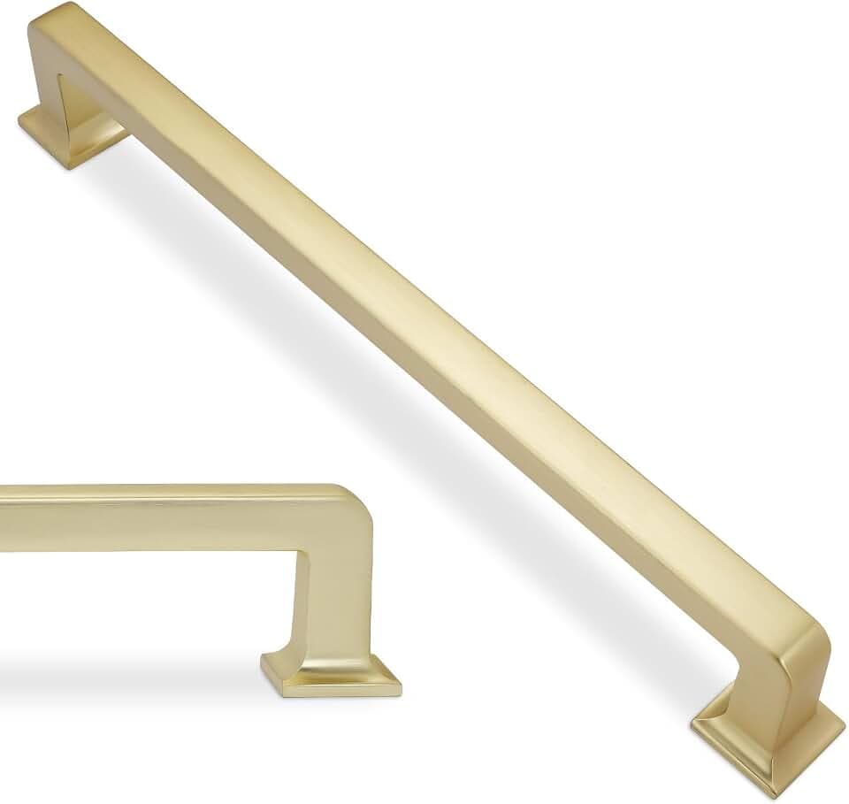 10 Pack 7 Inch Kitchen Cabinet Handles Brushed Brass Cabinet Pulls Zinc Alloy Drawer Pulls Solid Kitchen Hardware